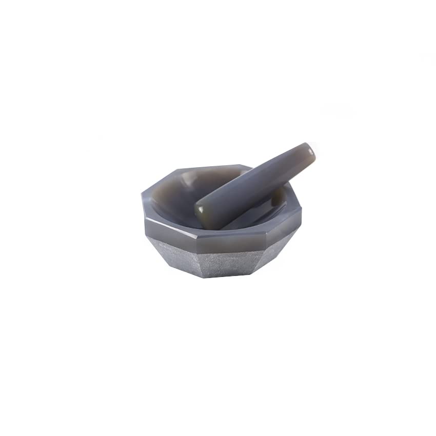 LAB4US Agate Mortar and Pestle Set ID 65mm Natural Agate Grinder for Lab Grinding Polished Brazilian Agate Internal Diameter 65mm, External Diameter 80mm; Depth 16mm; Hardness 7-7.2(65mm)