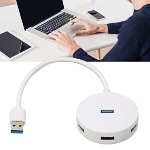 USB 3.0 Hub, 4 Port Hub 5Gbps Transmission White Plug and Play for Windows for OS X for Linux