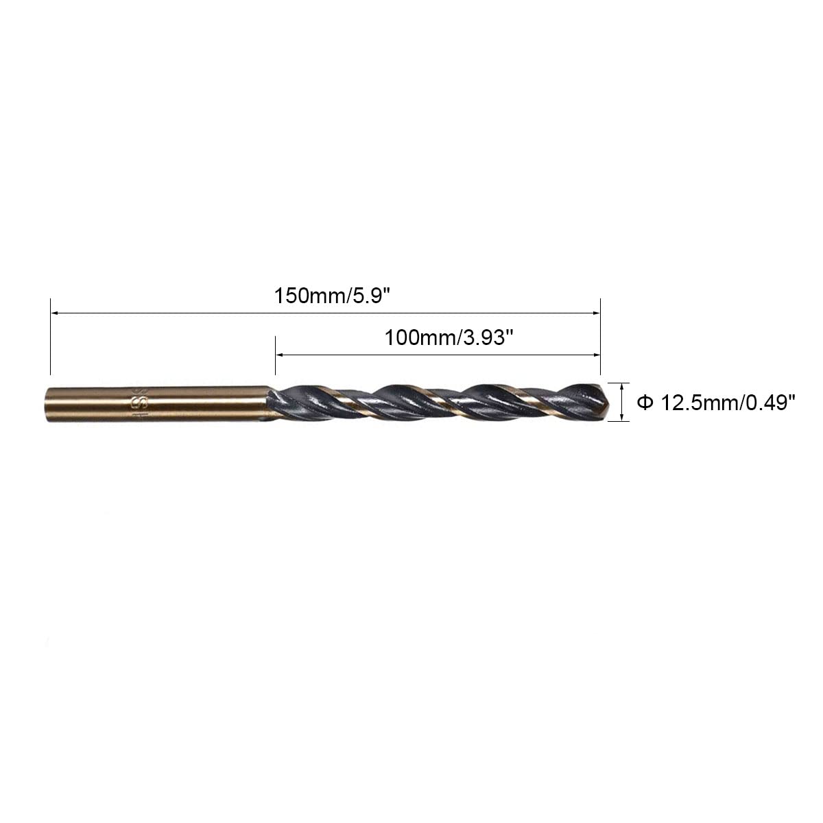 FOCMKEAS 12.5mm Twist Drill Bit High Speed Steel 4341 Straight Shank Gold and Black Coated Drilling Bits for Home Improvment DIY, Metal/Wood/Plastic