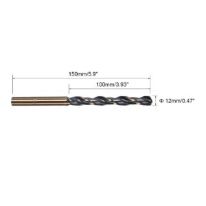 FOCMKEAS 2 PCS 12mm Twist Drill Bit High Speed Steel 4341 Straight Shank Gold and Black Coated Drilling Bits for Home Improvment DIY, Metal/Wood/Plastic