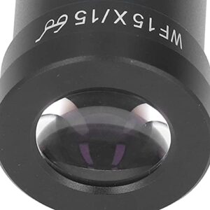 15X Wide Field Eyepiece, High Eye Point Comfortable Viewing Clearer Wide Angle Microscope Lens High Transmittance for Laboratory