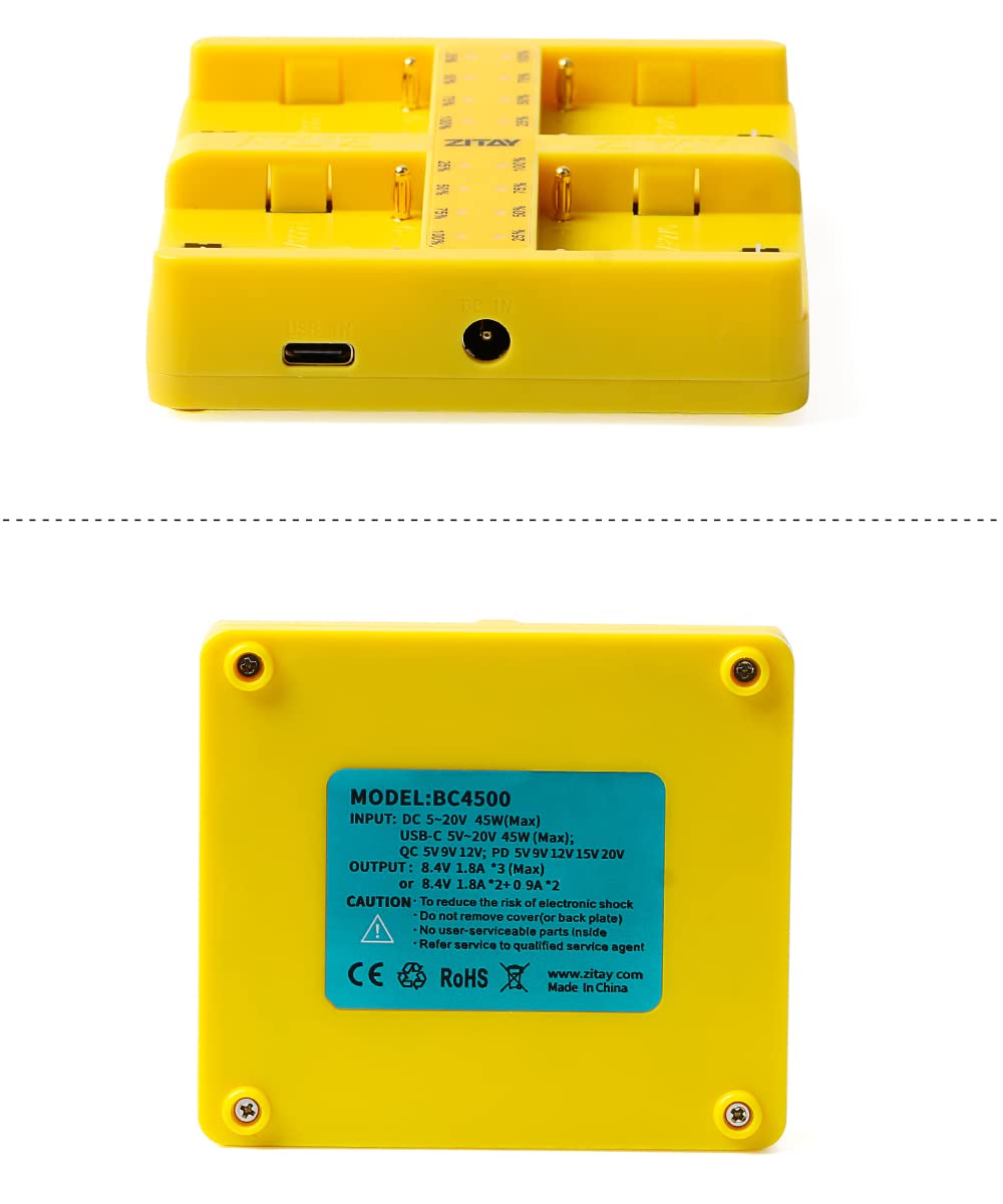 ZITAY 4 Channel NPF Battery Charger, Smart 4Bay PD 60W Fast Charger 4 Slot Simultaneous Charging Hub Fast Charger Compatible for Sony NP F970, F550, F570, F750, F980, F770, F960, F530, F330, 6KPRO