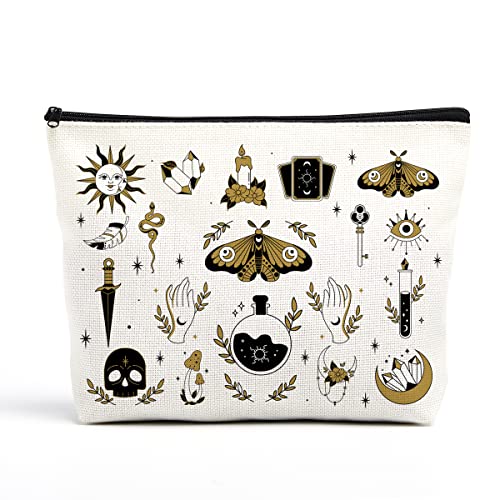 Witchy Gifts Witch Stuff Witchy Makeup Bag Witch Bag Witchcraft Bag Meditation Bag Halloween Birthday Gifts for Witchcraft Lover Women Her Girl Friends Tarot Cards for Beginners Coven Sisterun Skull