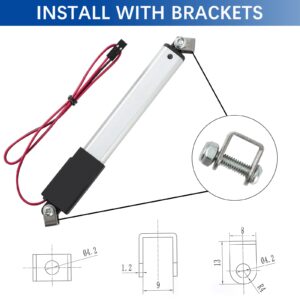 JQDML 1.2 Inch 1.2" Stroke Mini Linear Actuator 12V 32N/7.2lbs Electric Micro Linear Actuator Speed 1.2"/sec with Mounting Brackets,for Robotics,Home Automation