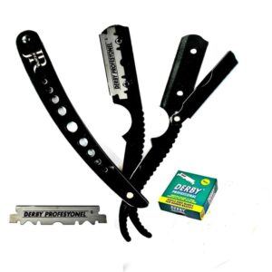 jegwar premium professional classic straight edge barber razor +100 blades - salon quality cut throat shavette