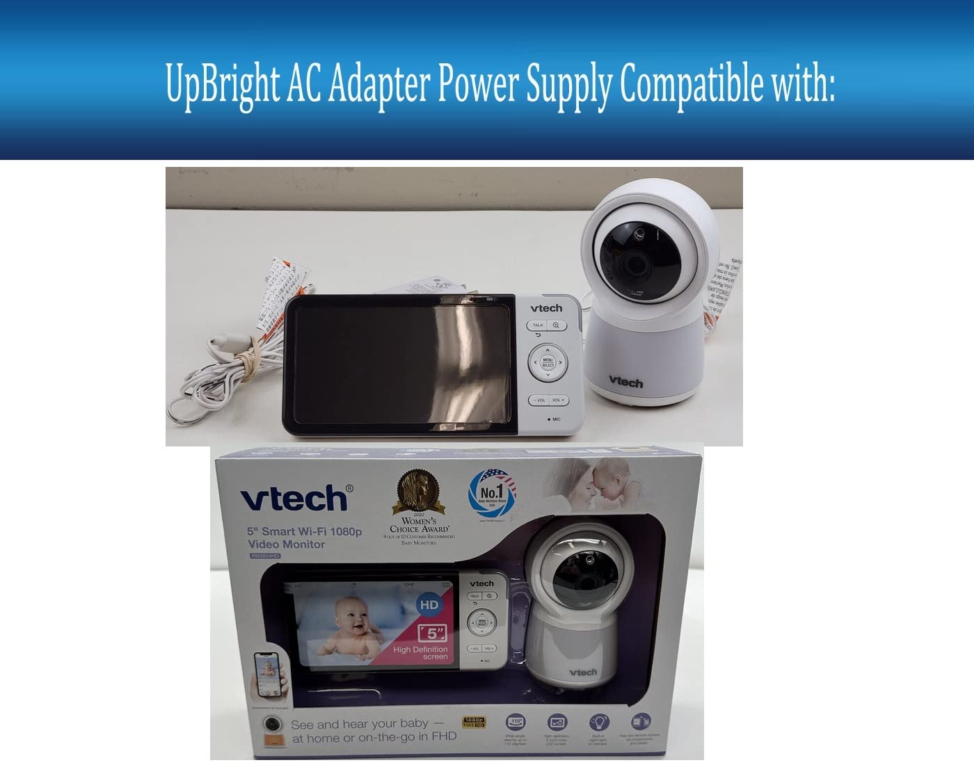 UpBright 5V AC/DC Adapter Compatible with VTech VM919HD VM919-2HD 7" Video Baby Monitor VM818HD VM818 HD RM5854HD RM5854-C 5" BU Camera PU Parent Unit VTPL VT05EUS05100 BD-0501000 Power Supply Charger