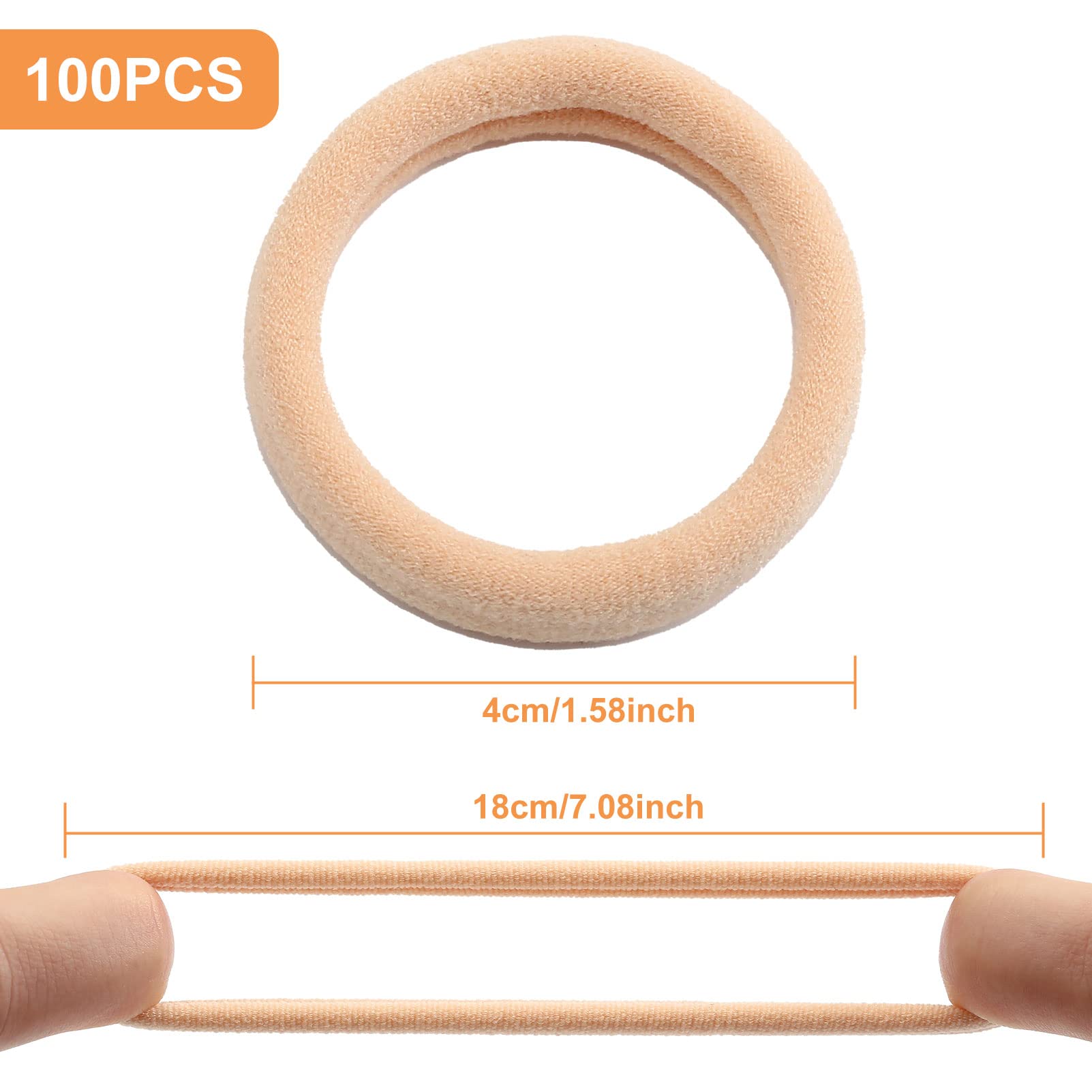 100 Pcs Thick Seamless Tan Hair Ties, Ponytail Holders Hair Accessories No Damage for Thick Hair (Light Blonde Colors)