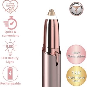 Gurelax Women's Electric Eyebrow Trimmer with Replacement Blades, Precision LED Light, Safe and Instant Painless Hair Remover