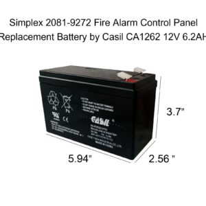 2081-9272 Simplex Grinnell Fire Alarm Control Panel Battery Replacement 12V 6.2AH CA1262 F2 2 Pack