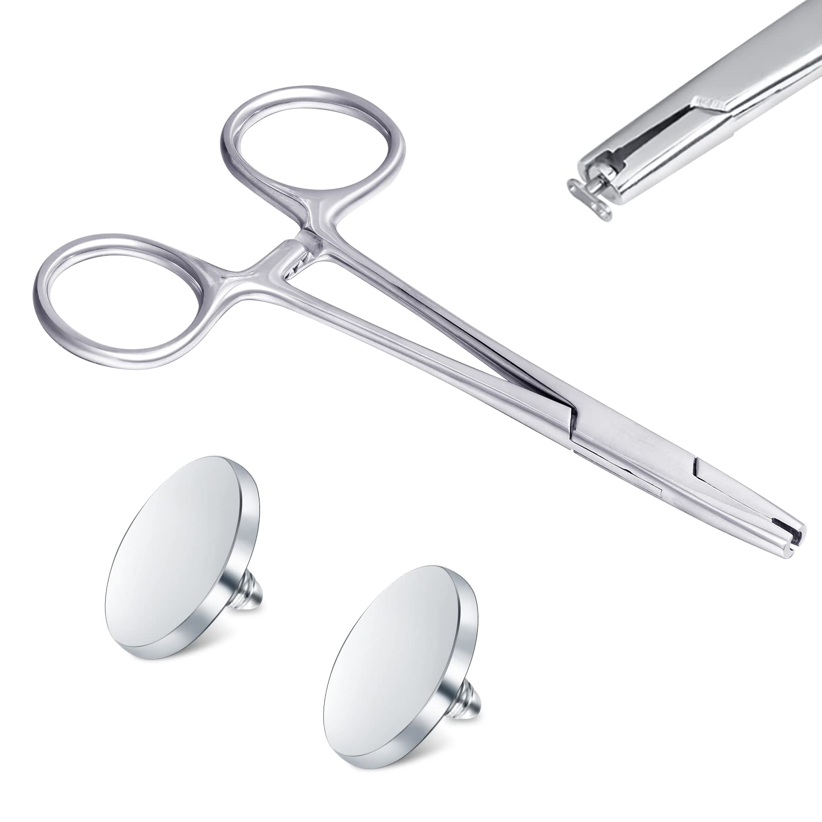 JIESIBAO Piercing Ball Removal Tool,5mm Jaw Stainless Steel Piercing Holding Tools Ball Unscrew and Screw Dermal Anchor Forceps for Dermal Tops Pliers for Nose Septum Labret Earrings Piercing