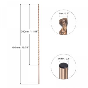 uxcell M35 High Speed Steel Straight Shank Twist Drill Bit,Gold Oxide 5mm Drill Diameter 400mm Length