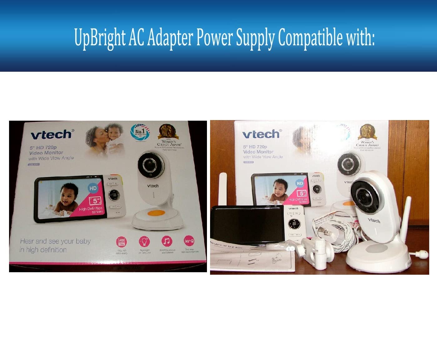 UpBright 5V AC/DC Adapter Compatible with VTech VM919HD VM919-2HD 7" Video Baby Monitor VM818HD VM818 HD RM5854HD RM5854-C 5" BU Camera PU Parent Unit VTPL VT05EUS05100 BD-0501000 Power Supply Charger