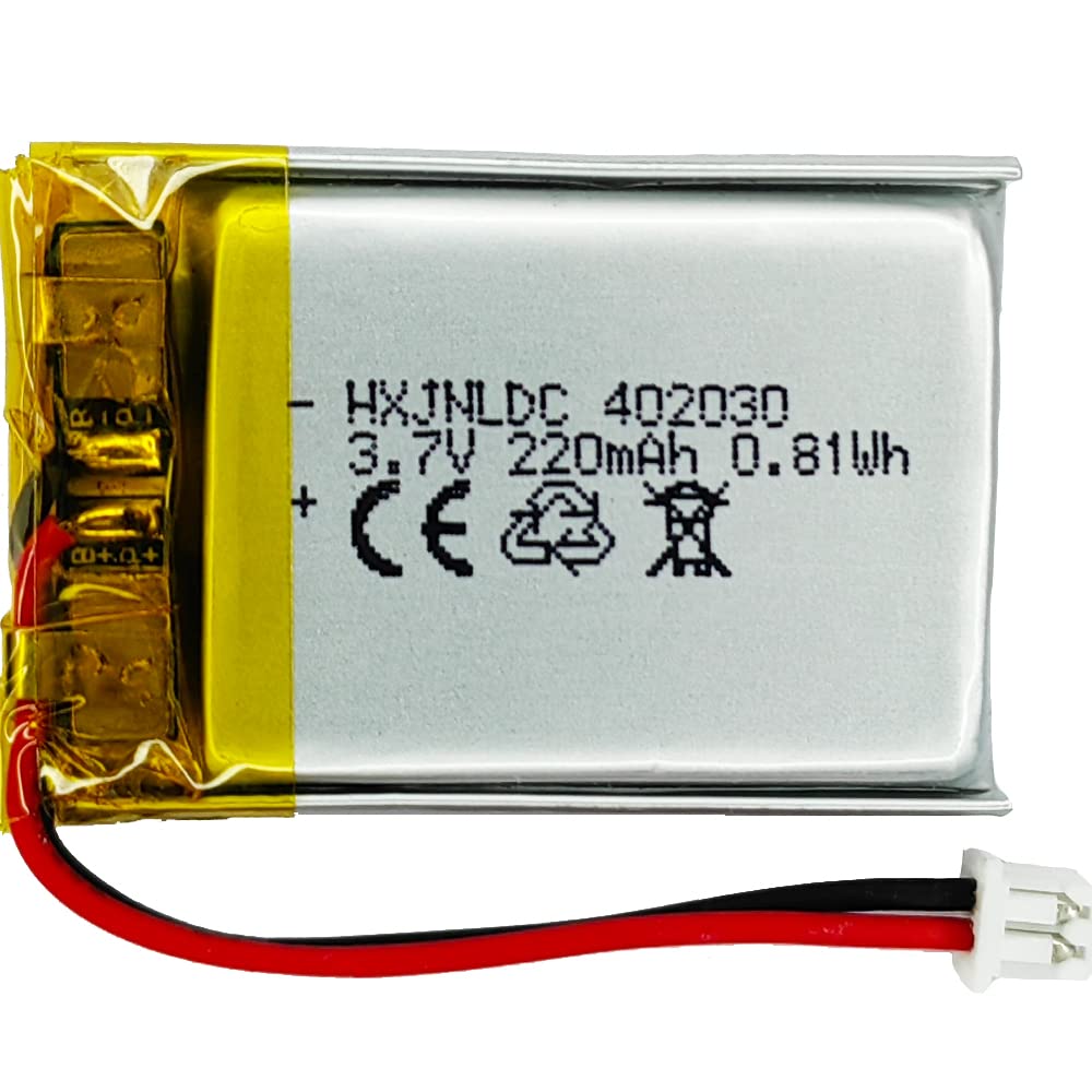 HXJNLDC DC 3.7V 220mah 402030 Rechargeable Lithium Polymer Replacement Battery for DIY 3.7-5V Electronic Product, Bluetooth Headset, Watch