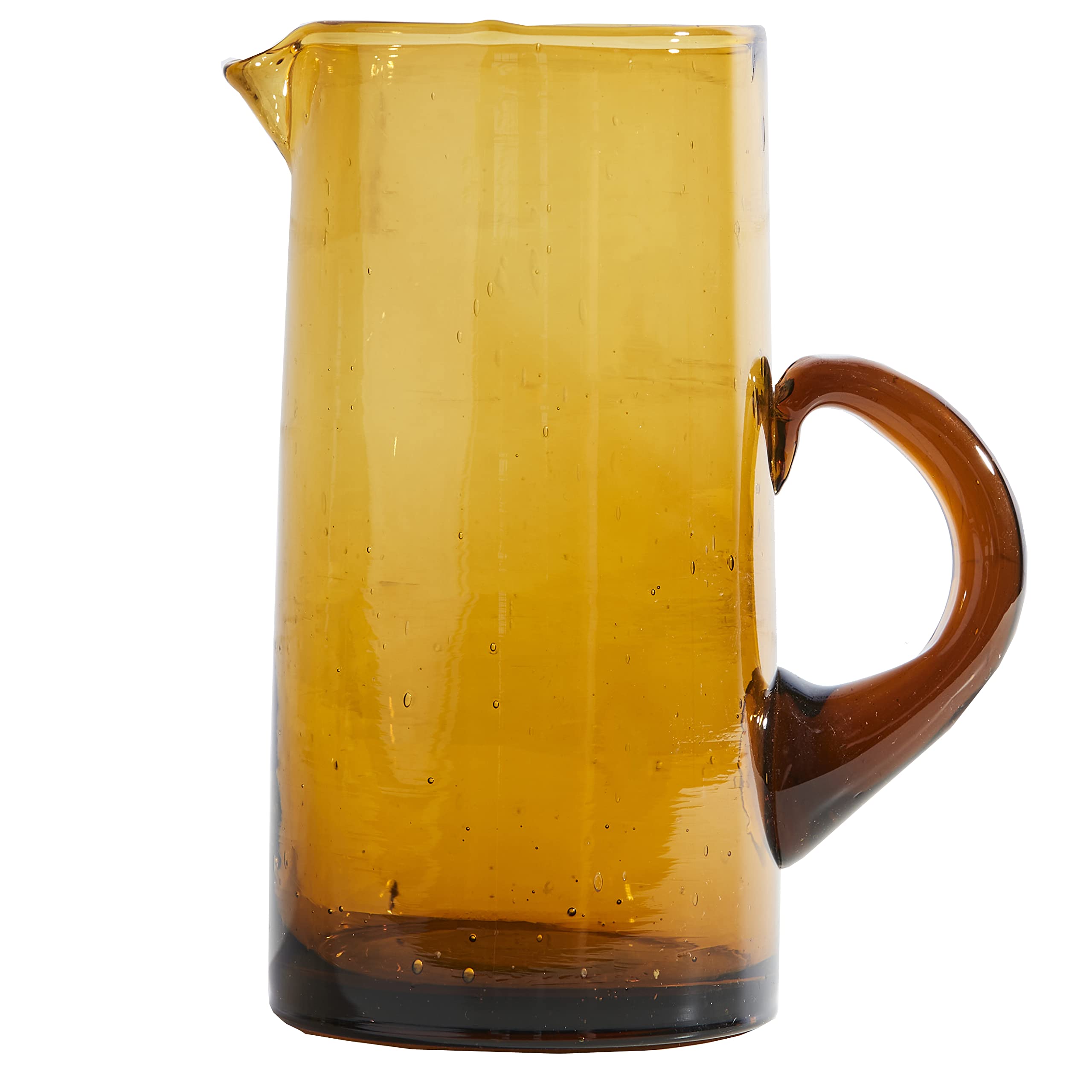 Moroccan Glass Cone Jug by Verve CULTURE | Handblown Water Pitcher, Amber | 36 Fl. Oz.