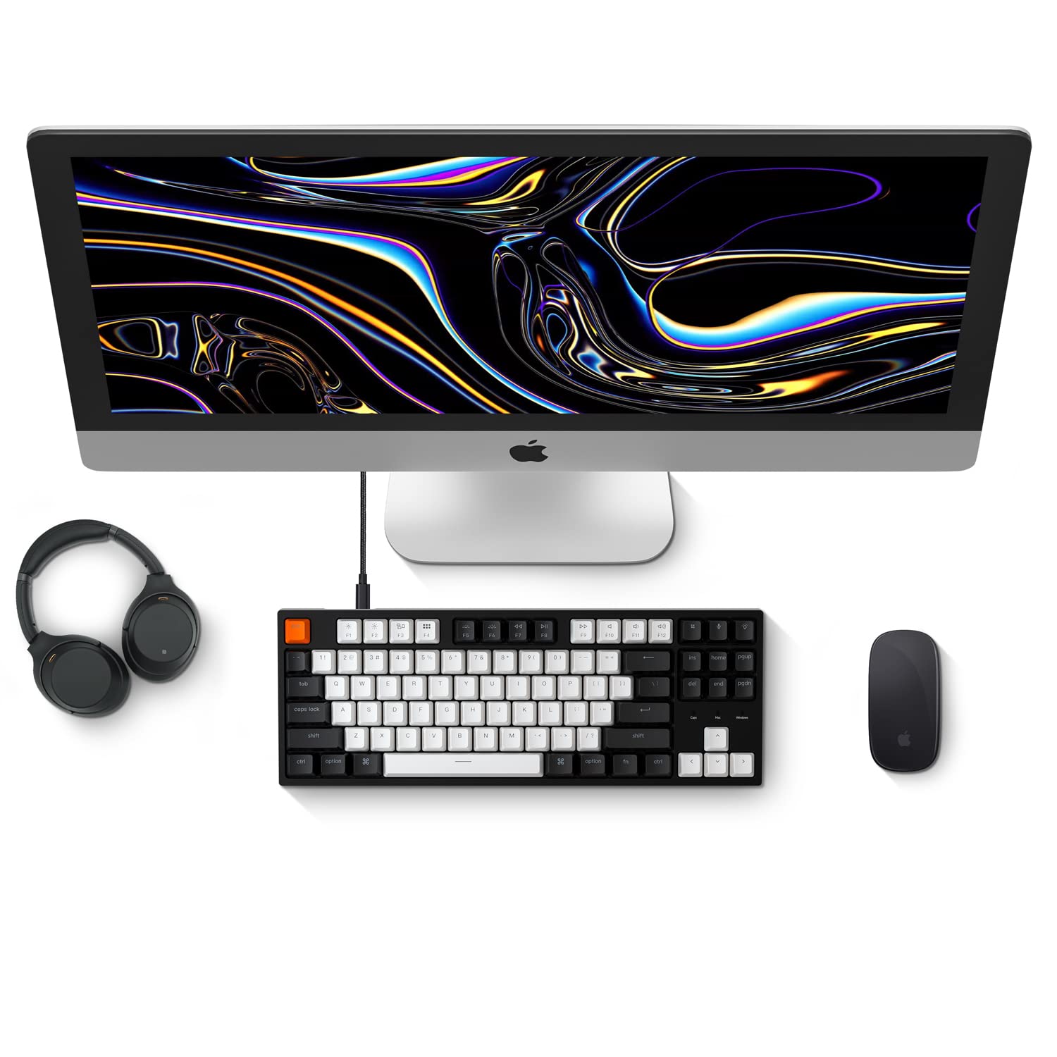 Keychron C1 87 Key TKL Wired Mechanical Keyboard for Mac Windows, 80% Layout Gateron Brown Switch White LED Backlit Double-Shot ABS Keycaps, USB-C Gaming Keyboard for Gamer/Typists/Office