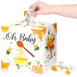 51 pcs bee diaper raffle card box set baby shower holder box with 50 pcs bee baby shower advice card for baby shower game gender reveal party decoration mommy to bee dady to bee party suppires