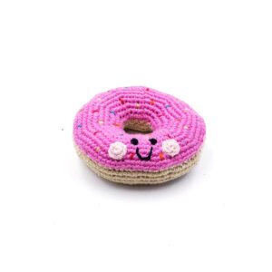 pebble friendly doughnut rattle - pink