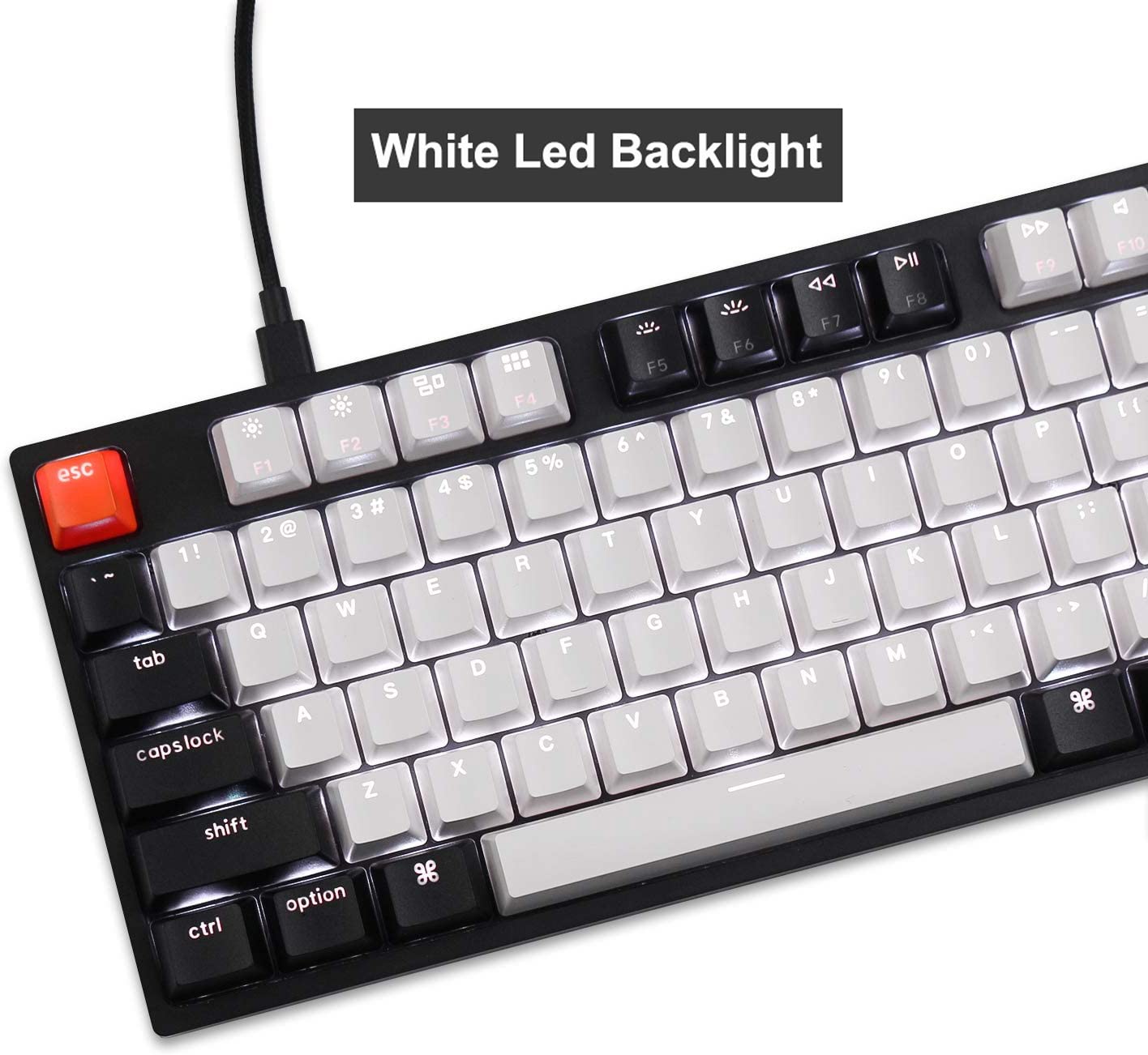 Keychron C1 87 Key TKL Wired Mechanical Keyboard for Mac Windows, 80% Layout Gateron Brown Switch White LED Backlit Double-Shot ABS Keycaps, USB-C Gaming Keyboard for Gamer/Typists/Office