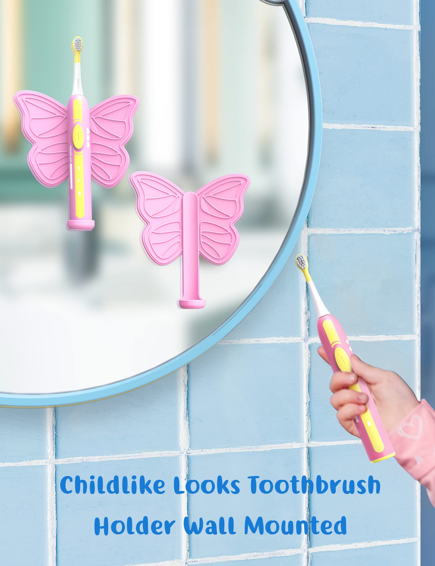 FOSOO Kids Electric Toothbrushes, Electric Toothbrush Kids Sonic Rechargeable 180 Days Battery Life,2 Modes with Memory,IPX7 Waterproof,2 Minutes Built-in Smart Timer for Ages 3+,4 Brush Heads (Pink)