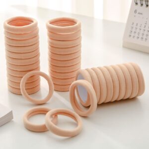 100 Pcs Thick Seamless Tan Hair Ties, Ponytail Holders Hair Accessories No Damage for Thick Hair (Light Blonde Colors)