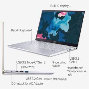 Acer Swift X Laptop, 14inch FHD IPS Display, AMD Ryzen 7 5800U, NVIDIA RTX 3050Ti, 16GB LPDDR4X RAM, 1TB SSD, Fingerprint Safari Gold 16GB | 1TB SSD