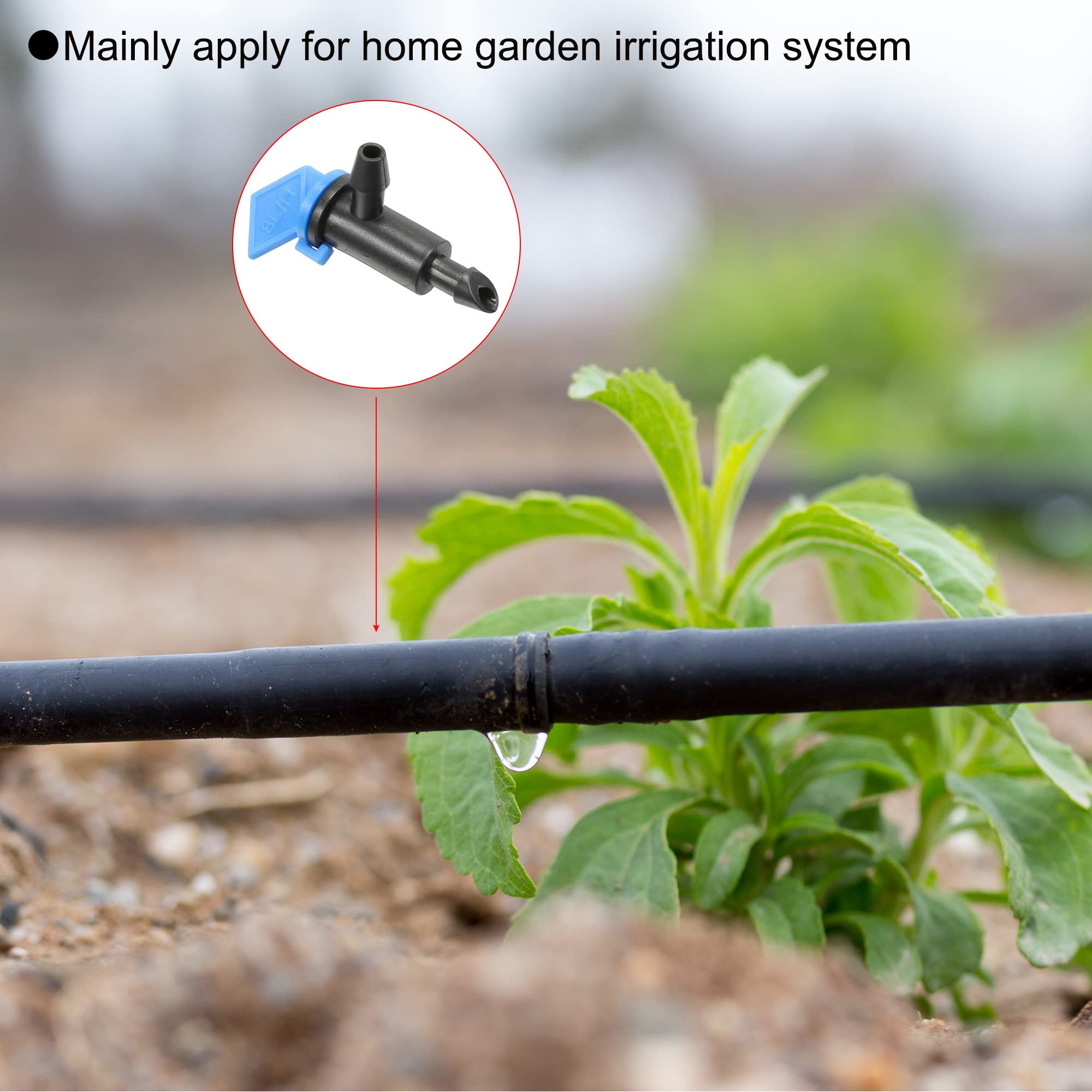 M METERXITY 30 Pack Flag Dripper - Garden Irrigation System, Removable & Flow Control & Drip Emitter, Apply to Lawn Trees (2 Gallon Per Hour, Blue Black)