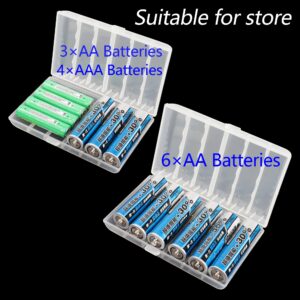 PNGKNYOCN AA/AAA Battery Storage Box ，Portable Battery Storage Case Holder Box Holds 6 AA Batteries or 8 AAA Batteries（4-Pack）