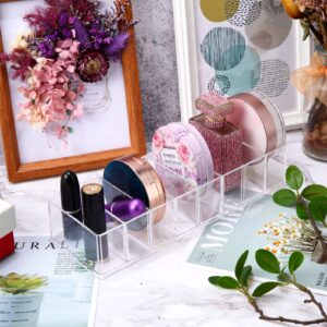 Tuanse 4 Pieces Acrylic Makeup Compact Organizer Detachable 8 Spaces Clear Vanity Drawer Organizer Eyeshadow Palette Storage for Lipstick Highlighter, Skincare Cosmetic Display Cases for Bathroom