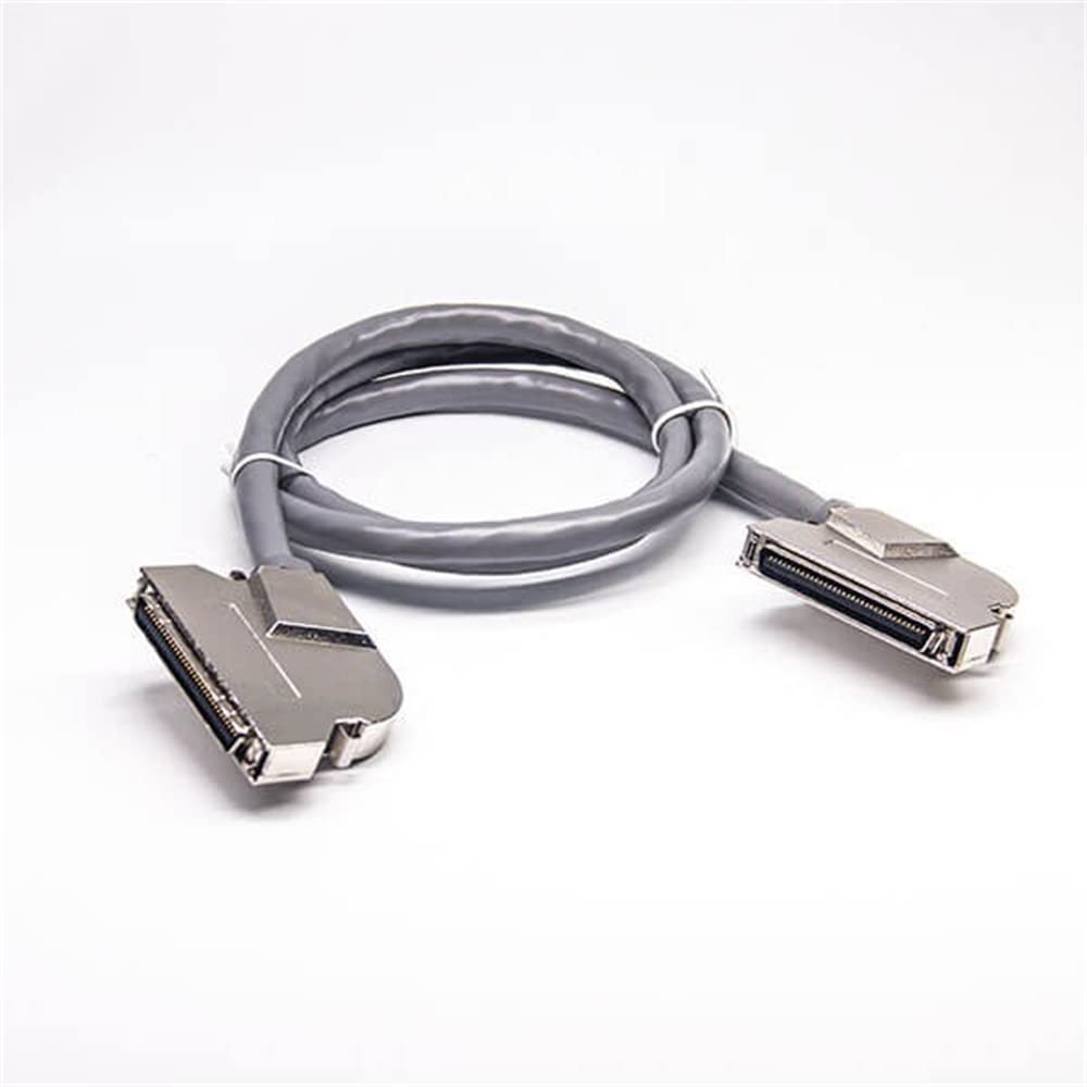 Elecbee SCSI Cable HPCN 68-Pin Male to HPCN 68Pin Male Zinc Alloy Right Angle Field Assembly Cable 2M