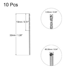 uxcell 10 Pcs 0.95mm HSS(High Speed Steel) W6542 Micro Drill Bits, Fully Ground Jobber 32mm Length Drill Bit for Mild Steel Copper Aluminum