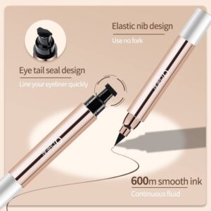 O'CHEAL 2 in 1 Professional Makeup Black Liquid Eye Liner Pencil for Women, Perfect Blend Eye Definer for Precise or Smudged Look, Premium Wing Cat Eyes Stamp Eyeliner