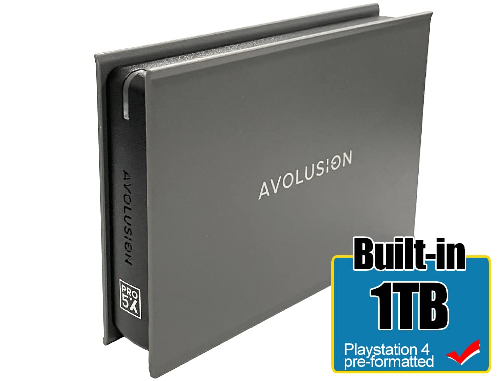 Avolusion Mini Pro-5X 1TB USB 3.0 Portable External Gaming Hard Drive - Grey (for PS4, Pre-Formatted) (Renewed)