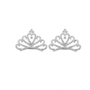 princess tiara comb, 2pcs mini crown rhinestone hair comb, flower girls crystal rhinestone crown hair comb hair accessories(silver)