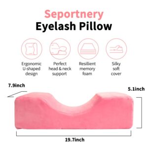 Seportnery Eyelash Pillow for Lash Extensions - Comfortable Memory Foam Bed Neck Pillows Suitable for Beauty & Grafting Salon to Provide Cervical Pillow Support Protection(Pink)…