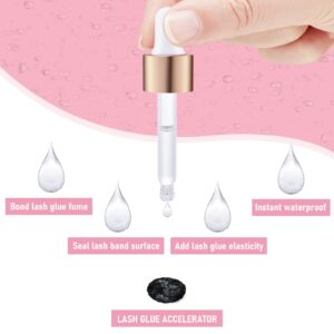 PRO Lash Bonder for Eyelash Extensions Super Bonder Glue Accelerator with 10Pcs Cotton Swab Lash Extension Sealant Longer Retention Waterproof Oil-Proof Special Dropper Design for Dose Control 15ml