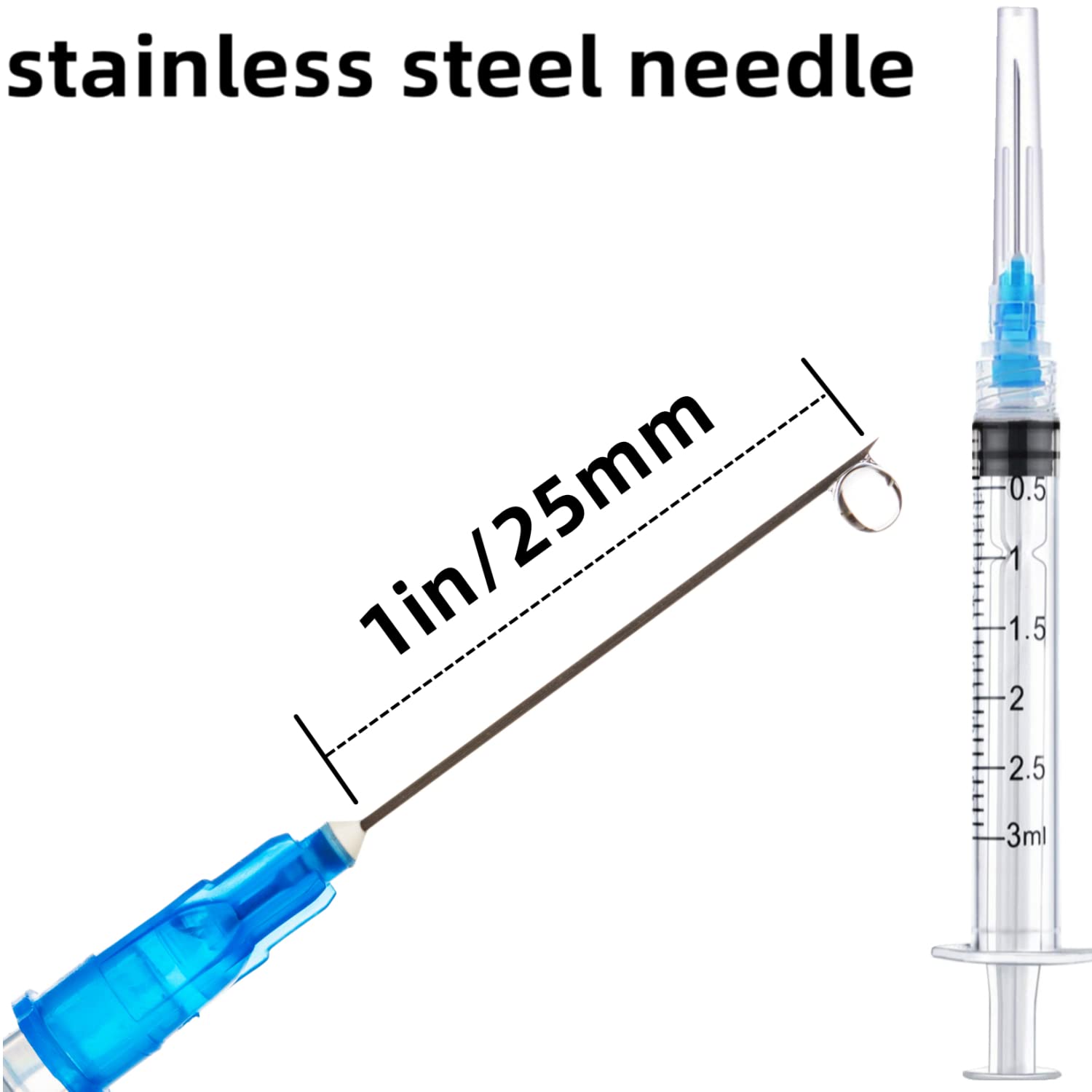 15 Pack 3ml 23Ga Plastic Syringe with Measurement for Scientific Labs and Industrial Dispensing, Disposable Individually Wrapped (15, 3ml-23Ga)