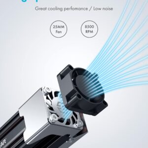 GRAUGEAR M.2 2280 SSD Heatsink, Direct-Touch Heat of Dual Copper Heat Pipes, 25mm Cooling Fan Built-in PWM Control, Aluminum Plate-Fin Design, Thermal Pads incl., 1.34 in Height [G-M2HS03-F]