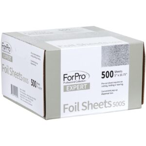 ForPro Professional Collection Expert Embossed Foil Sheets 500S, Aluminum Foil, Pop-Up Foil Dispenser, Hair Foils for Color Application and Highlighting Services, Food Safe, 5"W x 10.75"L, 500-Count