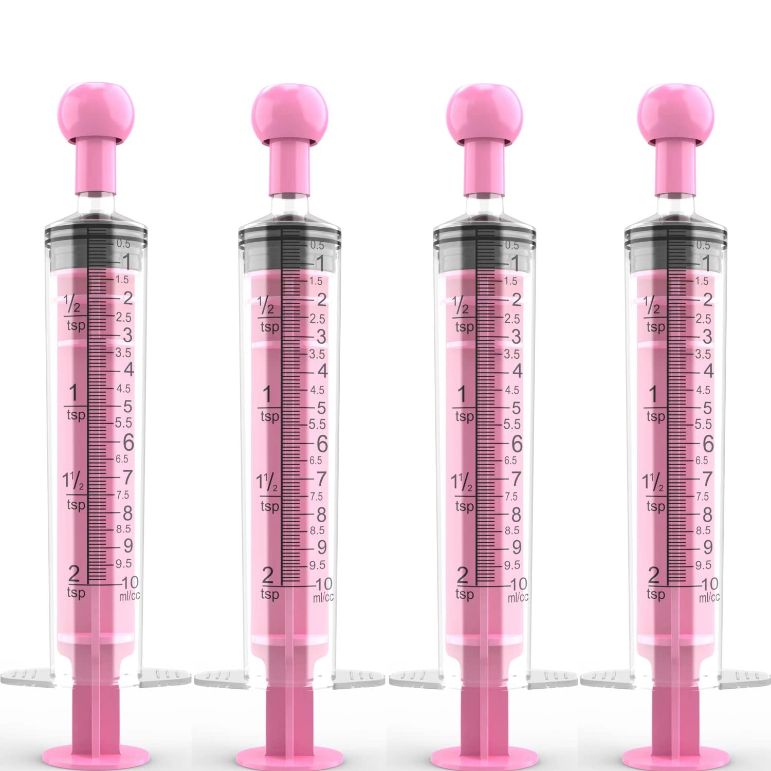 10 Pack 10ml Measurement Syringe with Cap, for Scientific Labs, Liquid Dispensing, Pet and Party Supplies(Pink, Catheter Tip)