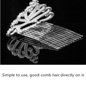 Princess Tiara Comb, 2PCS Mini Crown Rhinestone Hair Comb, Flower Girls Crystal Rhinestone Crown Hair Comb Hair Accessories(silver)