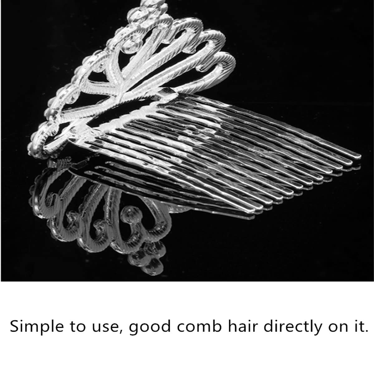 Princess Tiara Comb, 2PCS Mini Crown Rhinestone Hair Comb, Flower Girls Crystal Rhinestone Crown Hair Comb Hair Accessories(silver)