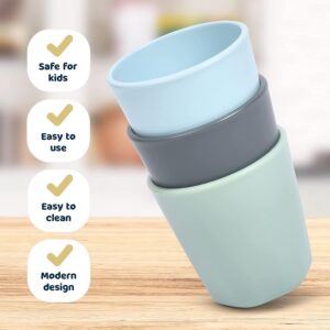 Tiny Twinkle Tableware 3 Pack Cups Set - BPA-Free For Kids and Toddlers - Polypropylene Plastic Tumblers (Sage, Charcoal, IceBlue) Cup