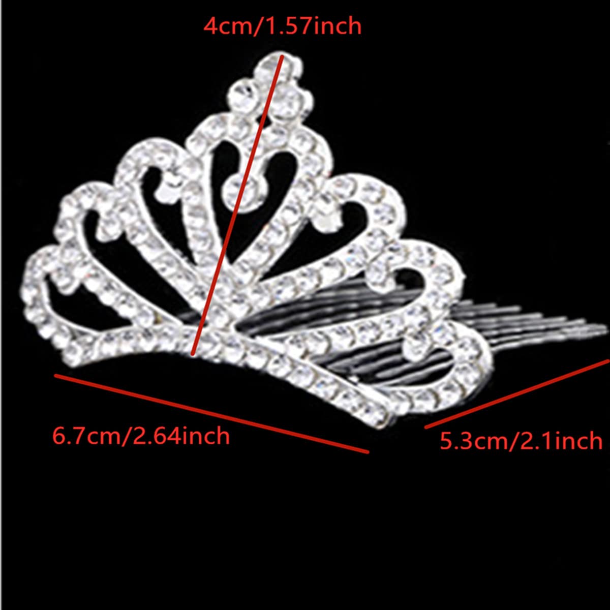 Princess Tiara Comb, 2PCS Mini Crown Rhinestone Hair Comb, Flower Girls Crystal Rhinestone Crown Hair Comb Hair Accessories(silver)