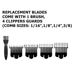 Replacement Blades Compatible with Andis T Outliners, Compatible with Andis GTX/GTO, Replacement Blade (sliver steel T blade + sliver steel blade),2 PACK