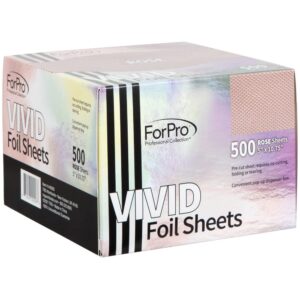 ForPro Professional Collection Vivid Rose Embossed Foil Sheets, Aluminum, Pop-Up Foil Dispenser, Hair Foils for Color Application & Highlighting Services, Food Safe, 5” W x 10.75” L, 500-Count