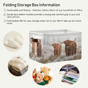 Scottish Highland Cow Storage Basket Fabric Storage Bin Baskets Bull Farmhouse Funny Animal Foldable Storage Boxes Bag for Baby Cloth Dog Toy Book Storage Cubes Shelf Closet Basket 16×12×8 Inches