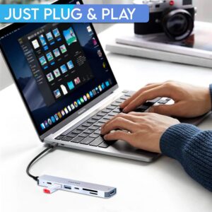 LETLEX USB C Hub - 7 in 1 USB C Adapter with 4K/60Hz HDMI - 2 USB 3.0 Ports, SD/TF Card Reader, 100W PD Charging for USB-C Laptops & Other Type-C Devices