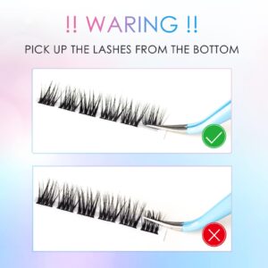 LANKIZ DIY Eyelash Extension,Lash Clusters Individual Lash Extensions, Wide Wsipy Cluster, Soft and Lightweight 10-20mm Mix Resuale Wide Band Cluster Lashes for Home use (Hybrid)