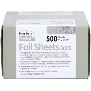 ForPro Professional Collection Expert Embossed Foil Sheets 500S, Aluminum Foil, Pop-Up Foil Dispenser, Hair Foils for Color Application and Highlighting Services, Food Safe, 5"W x 10.75"L, 500-Count