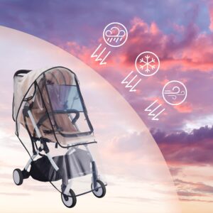 Bemece Stroller Rain Cover, Universal Stroller Accessory, Baby Travel Weather Shield for Summer, Windproof Waterproof, Protect from Dust Snow - Double Protection